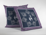 16” Navy Purple Horse Zippered Suede Throw Pillow - Homeroots