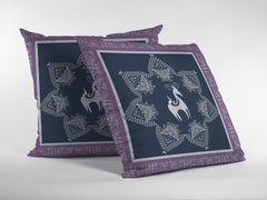 16” Navy Purple Horse Zippered Suede Throw Pillow - Homeroots