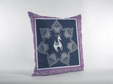 18” Navy Purple Horse Zippered Suede Throw Pillow - Homeroots