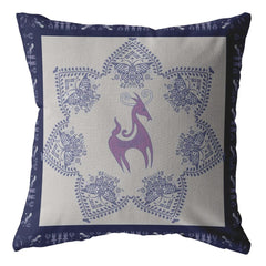 18” Gray Purple Horse Zippered Suede Throw Pillow - Homeroots