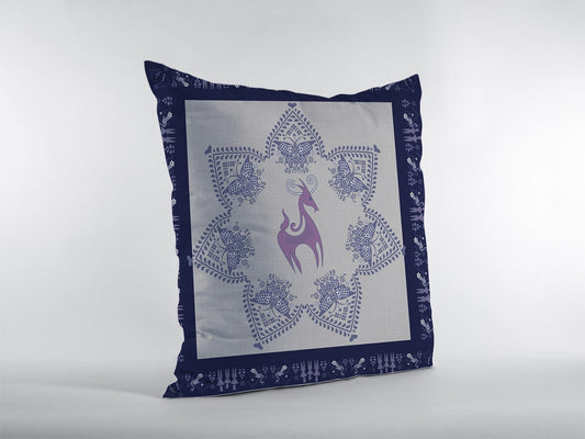 18” Gray Purple Horse Zippered Suede Throw Pillow - Homeroots
