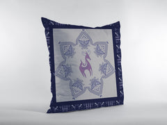 18” Gray Purple Horse Zippered Suede Throw Pillow - Homeroots
