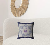 18” Gray Purple Horse Zippered Suede Throw Pillow - Homeroots