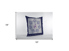18” Gray Purple Horse Zippered Suede Throw Pillow - Homeroots
