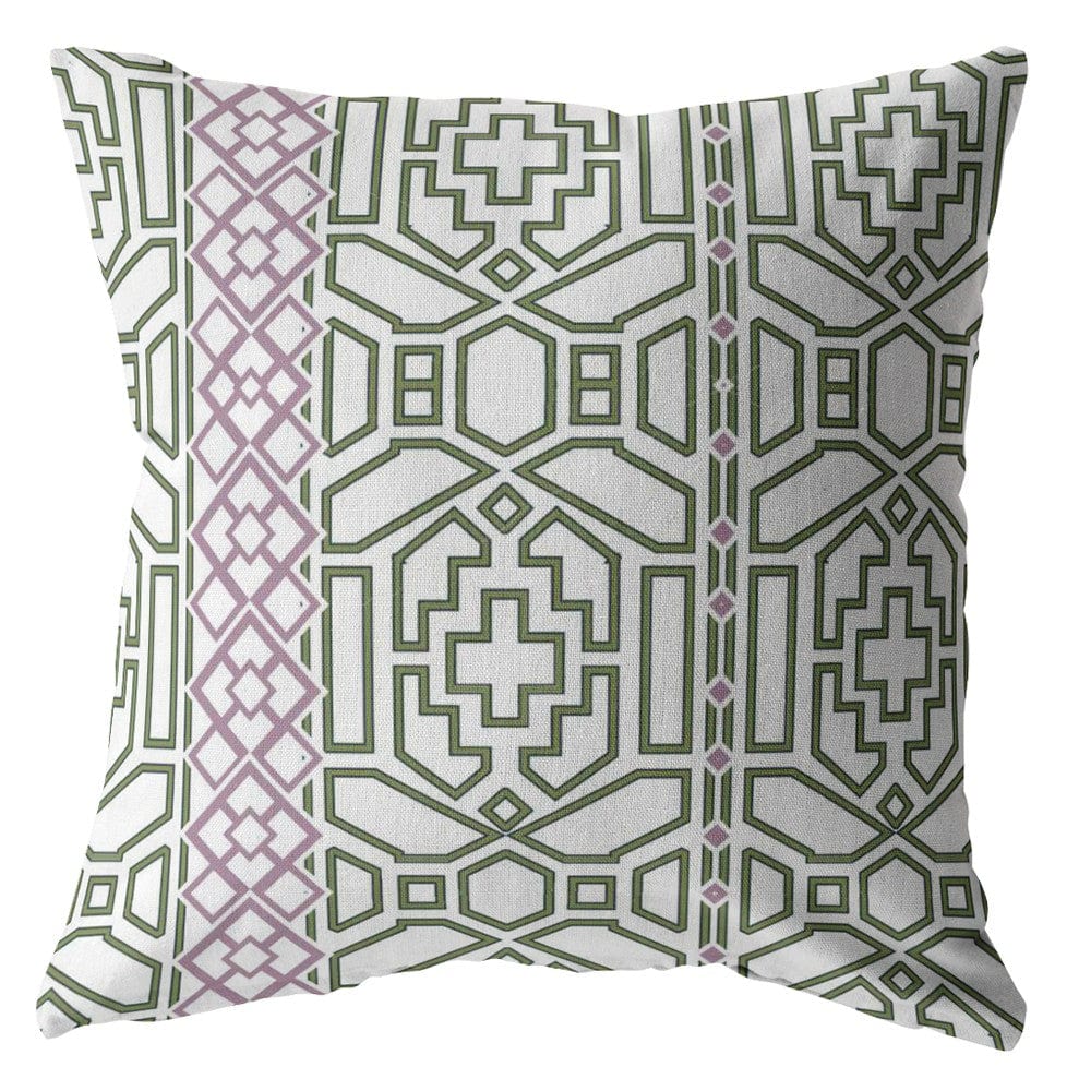 16" White Bird Maze Double Sided Suede Throw Pillow - Homeroots