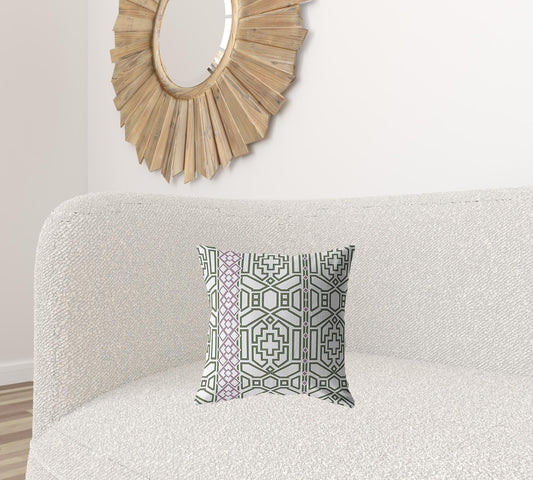 16" White Bird Maze Double Sided Suede Throw Pillow - Homeroots