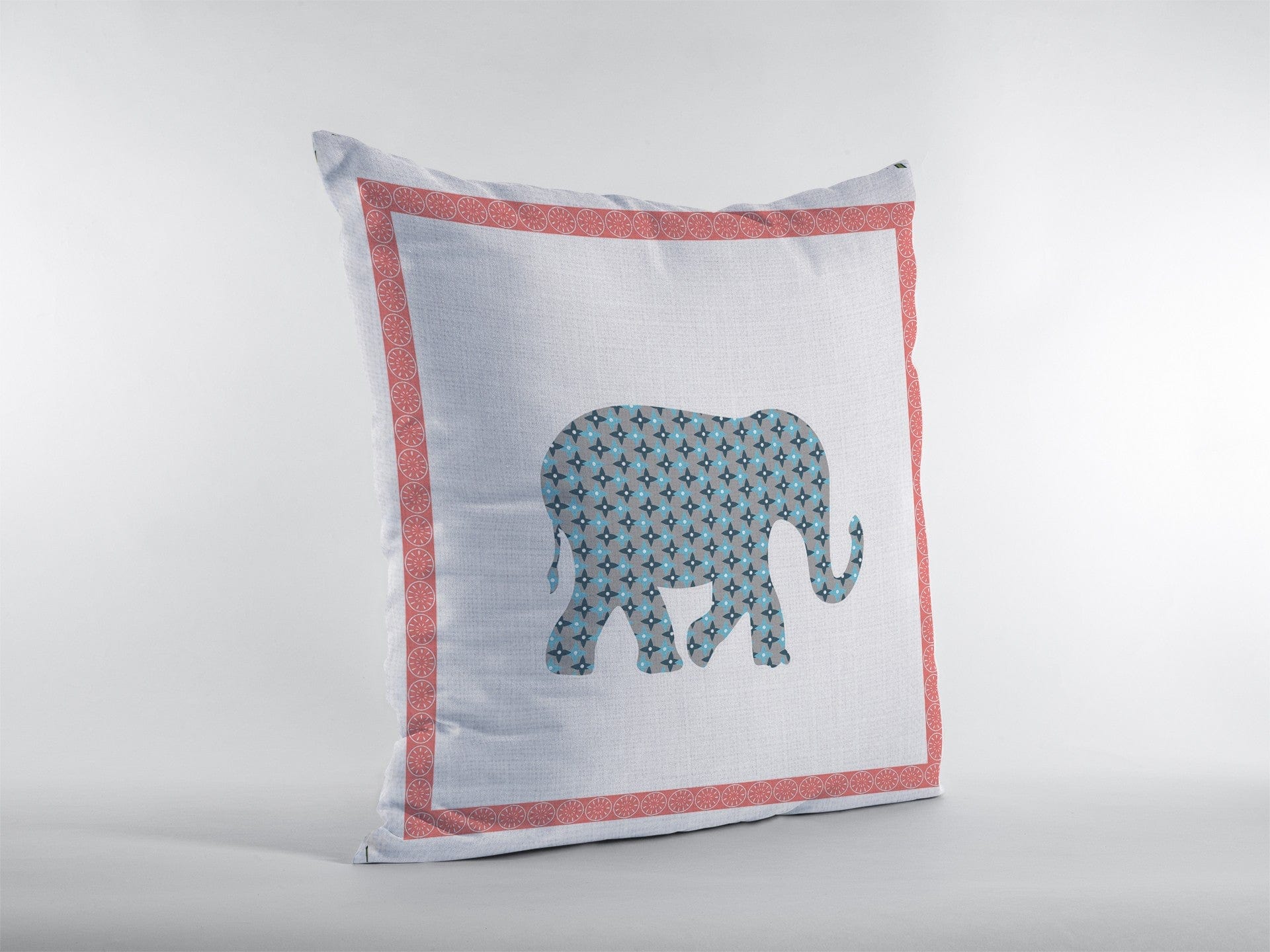 16” Blue Pink Elephant Zippered Suede Throw Pillow - Homeroots