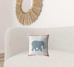 16” Blue Pink Elephant Zippered Suede Throw Pillow - Homeroots