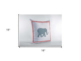 16” Blue Pink Elephant Zippered Suede Throw Pillow - Homeroots - Flyclothing LLC