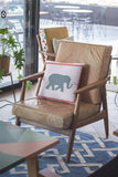 18” Blue Pink Elephant Zippered Suede Throw Pillow - Homeroots - Flyclothing LLC