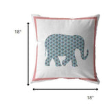 18” Blue Pink Elephant Zippered Suede Throw Pillow - Homeroots - Flyclothing LLC