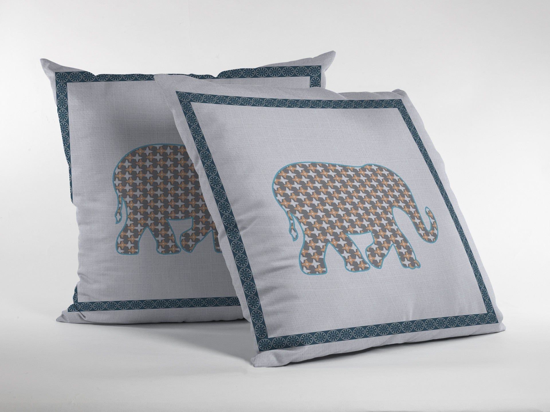 16” Gold White Elephant Zippered Suede Throw Pillow - Homeroots