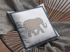 16” Gold White Elephant Zippered Suede Throw Pillow - Homeroots