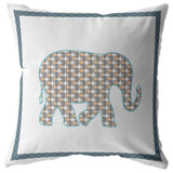18” Gold White Elephant Zippered Suede Throw Pillow - Homeroots