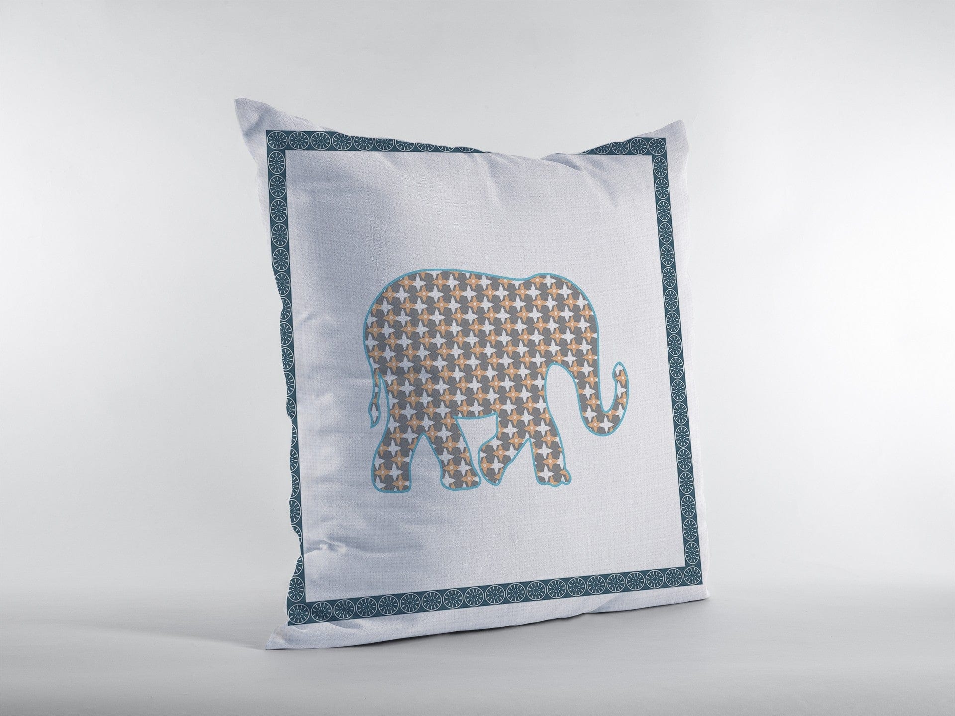 18” Gold White Elephant Zippered Suede Throw Pillow - Homeroots