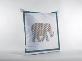 18” Gold White Elephant Zippered Suede Throw Pillow - Homeroots