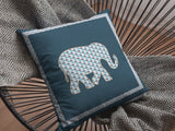 16” Spruce Blue Elephant Zippered Suede Throw Pillow - Homeroots