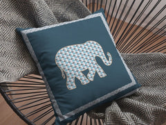 16” Spruce Blue Elephant Zippered Suede Throw Pillow - Homeroots