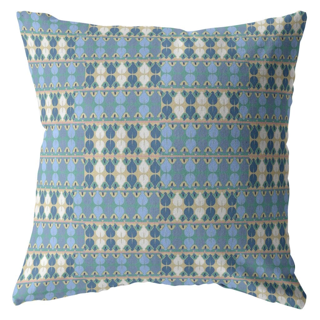 16" Blue Cream Spades Zippered Suede Throw Pillow - Homeroots