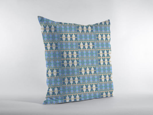 16" Blue Cream Spades Zippered Suede Throw Pillow - Homeroots