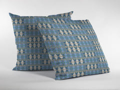 16" Blue Cream Spades Zippered Suede Throw Pillow - Homeroots