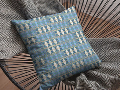 16" Blue Cream Spades Zippered Suede Throw Pillow - Homeroots