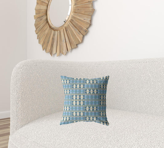 16" Blue Cream Spades Zippered Suede Throw Pillow - Homeroots