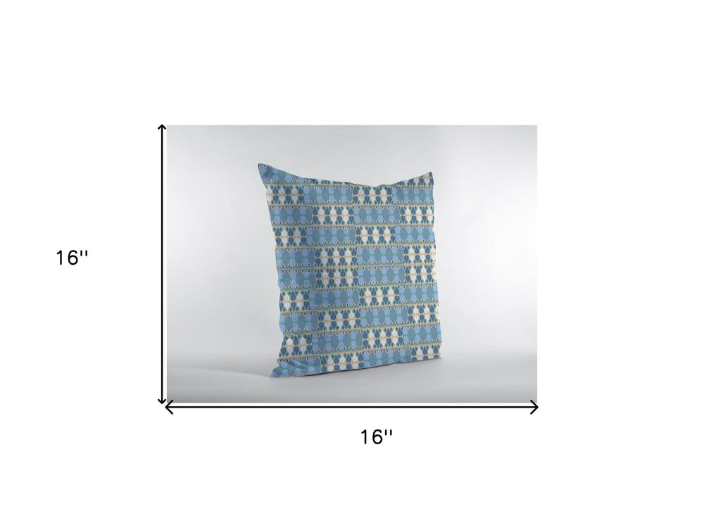 16" Blue Cream Spades Zippered Suede Throw Pillow - Homeroots - Flyclothing LLC