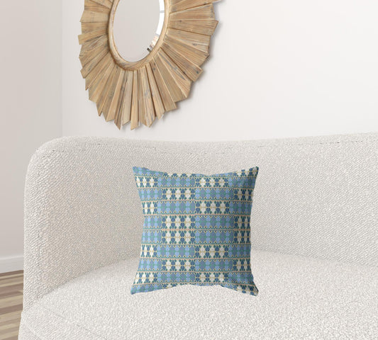 18" Blue Cream Spades Zippered Suede Throw Pillow - Homeroots