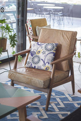 16” Navy White Floral Suede Zippered Throw Pillow - Homeroots