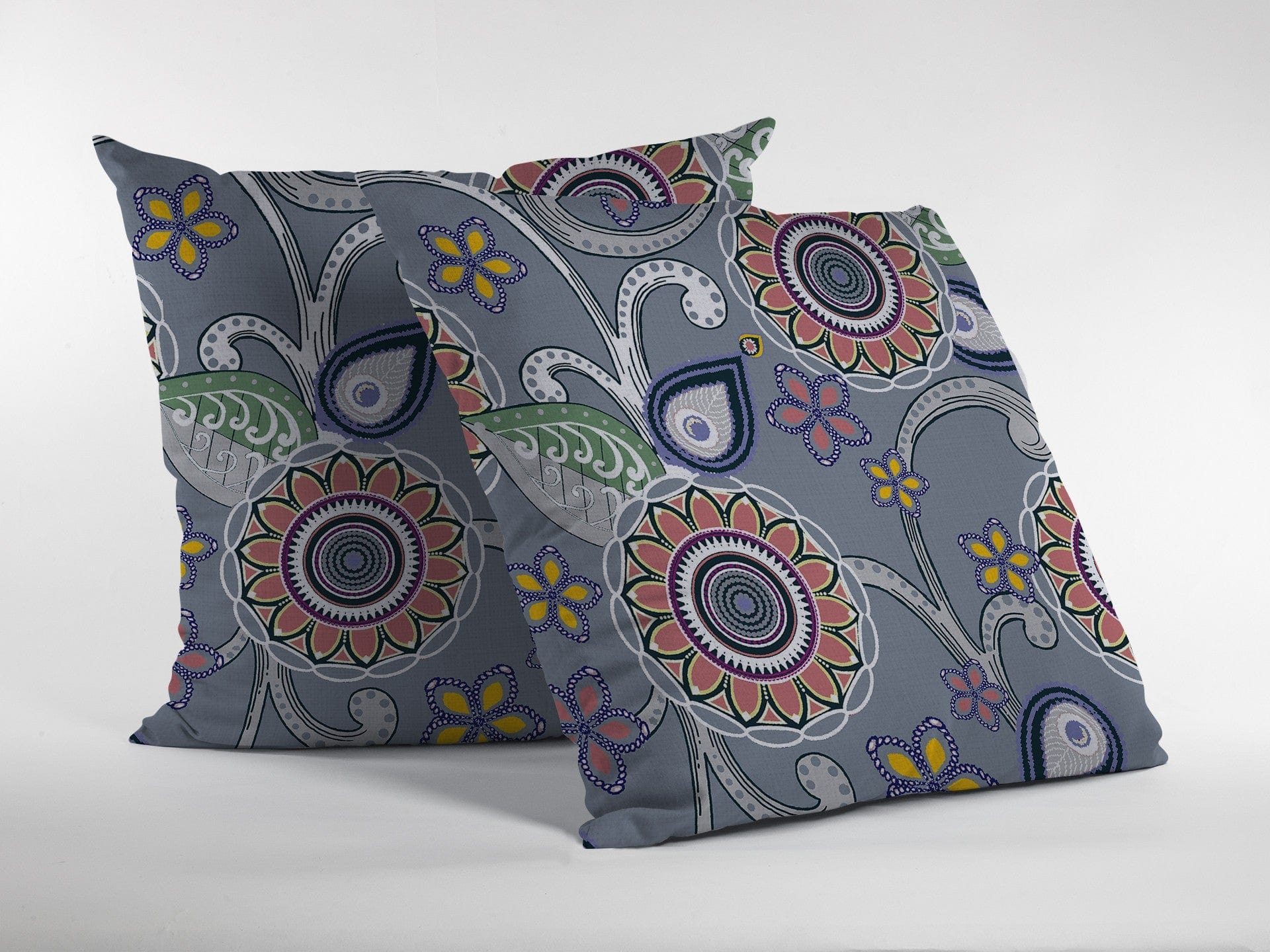 16” Gray Pink Floral Suede Zippered Throw Pillow - Homeroots
