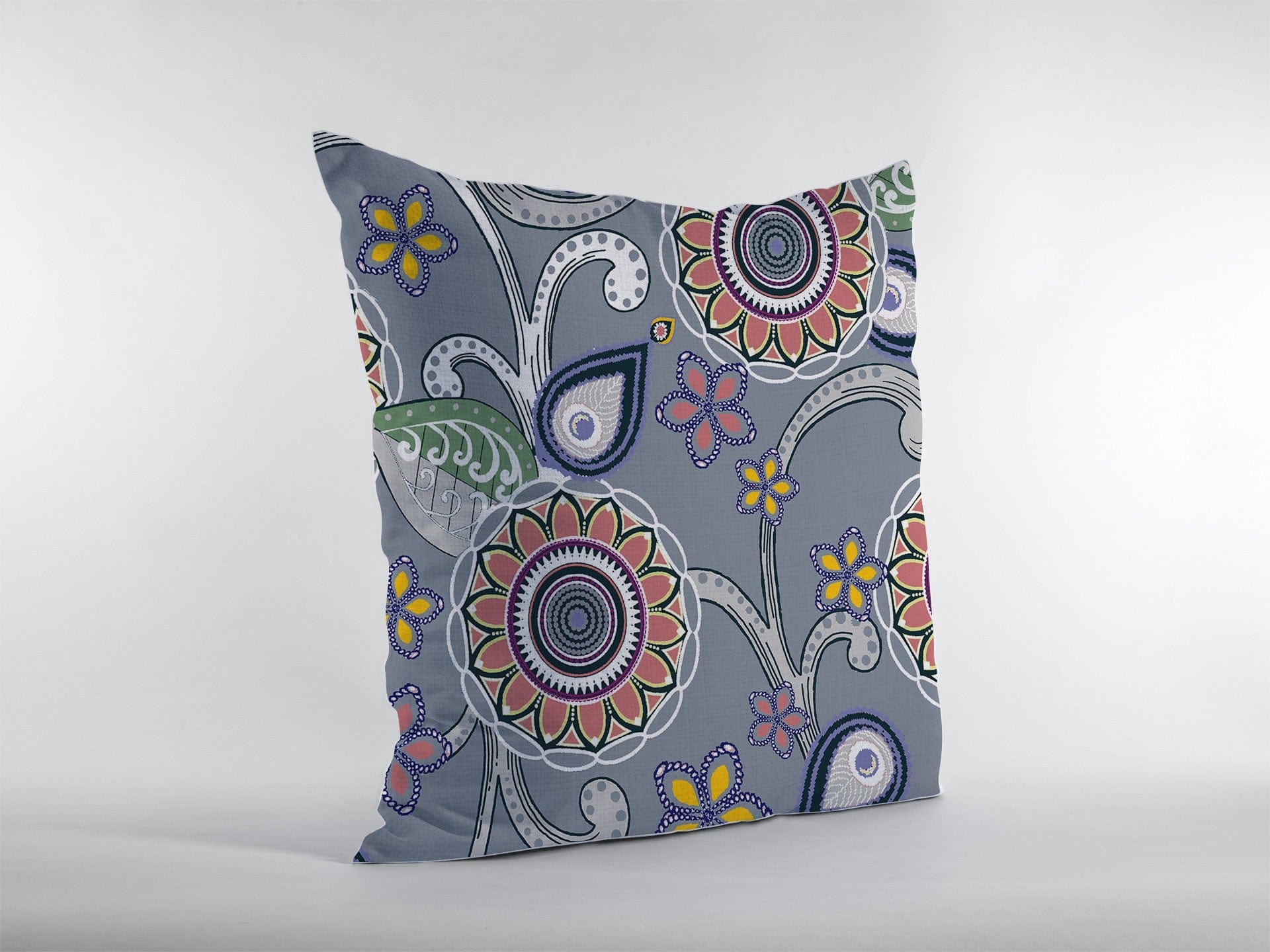 18” Gray Pink Floral Suede Zippered Throw Pillow - Homeroots