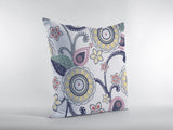 16” White Yellow Floral Suede Zippered Throw Pillow - Homeroots