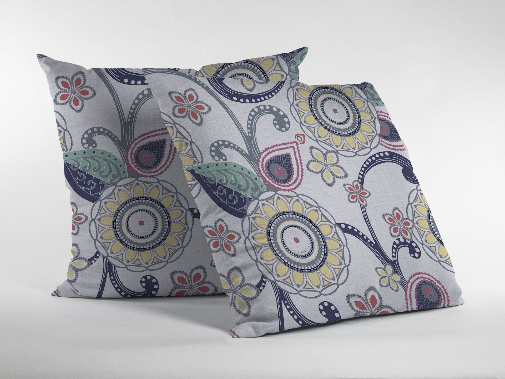 18” White Yellow Floral Suede Zippered Throw Pillow - Homeroots