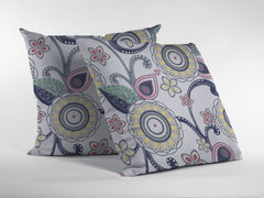 18” White Yellow Floral Suede Zippered Throw Pillow - Homeroots