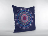 18"x18" Navy Zippered Suede Floral Throw Pillow - Homeroots