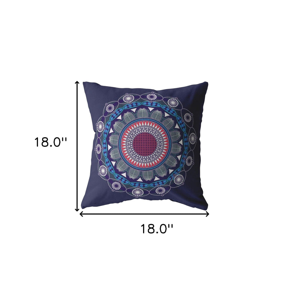 18"x18" Navy Zippered Suede Floral Throw Pillow - Homeroots - Flyclothing LLC