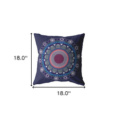 18"x18" Navy Zippered Suede Floral Throw Pillow - Homeroots