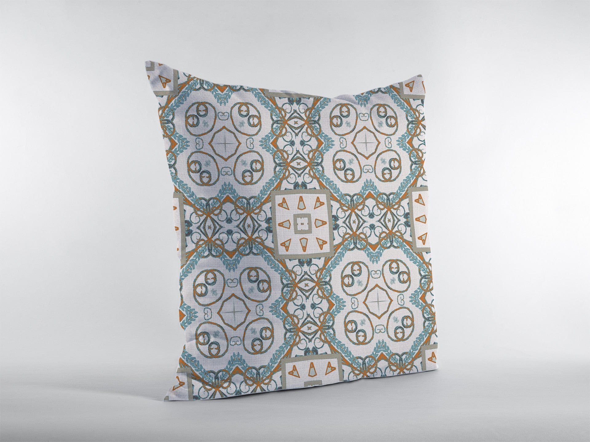 16” Blue Orange Mandala Zippered Suede Throw Pillow - Homeroots