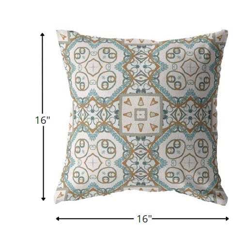 16” Blue Orange Mandala Zippered Suede Throw Pillow - Homeroots - Flyclothing LLC