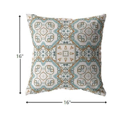 16” Blue Orange Mandala Zippered Suede Throw Pillow - Homeroots