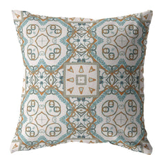 18” Blue Orange Mandala Zippered Suede Throw Pillow - Homeroots
