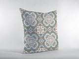18” Blue Orange Mandala Zippered Suede Throw Pillow - Homeroots