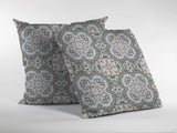 18” Blue Orange Mandala Zippered Suede Throw Pillow - Homeroots