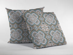 18” Blue Orange Mandala Zippered Suede Throw Pillow - Homeroots