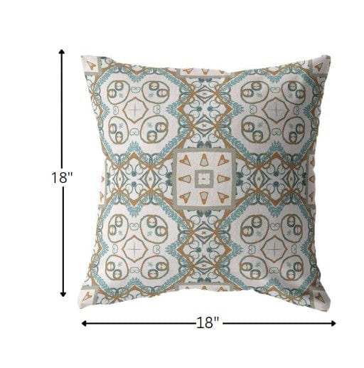 18” Blue Orange Mandala Zippered Suede Throw Pillow - Homeroots - Flyclothing LLC