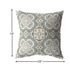 18” Blue Orange Mandala Zippered Suede Throw Pillow - Homeroots