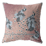 16” Dusty Pink Boho Bird Zippered Suede Throw Pillow - Homeroots