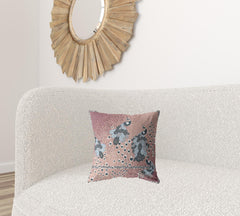 16” Dusty Pink Boho Bird Zippered Suede Throw Pillow - Homeroots