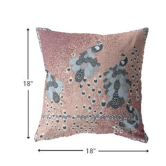 18” Dusty Pink Boho Bird Zippered Suede Throw Pillow - Homeroots